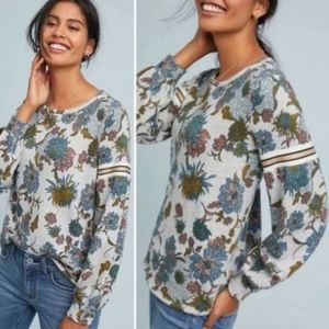 🆕️ Anthropologie Dolan Left Coast Sweatshirt with Gold Sleeve Detail. NWOT
